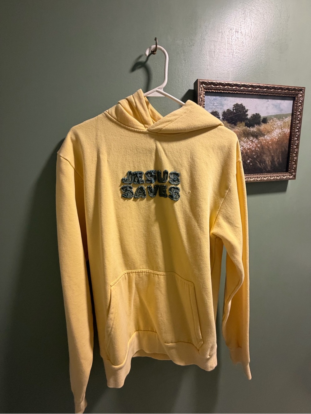 Women's Yellow 'Jesus Saves' Embroidered Hoodie - Pullover Sweatshirt
